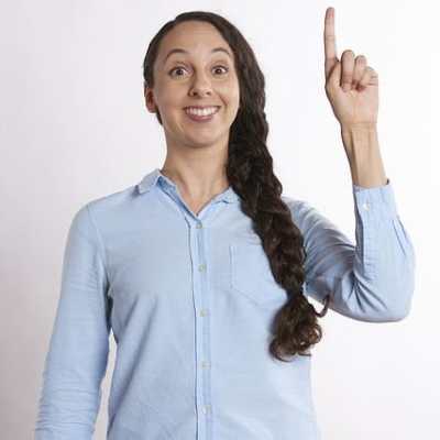 Frau mit Zeigefinger